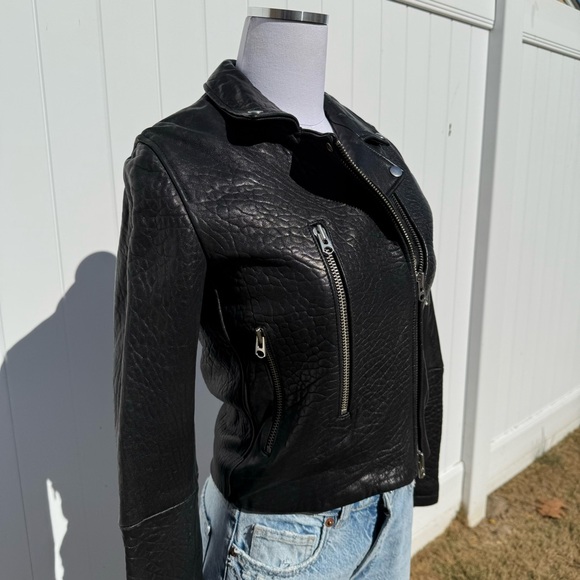 Topshop boutique ( higher end line) 2000s Black full real textured leather jcket - Picture 10 of 13
